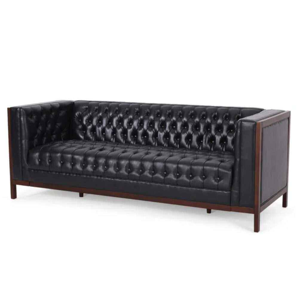 Black Leather Tufted Wood Frame Chesterfield Sofa 2 Edited Ig Sq